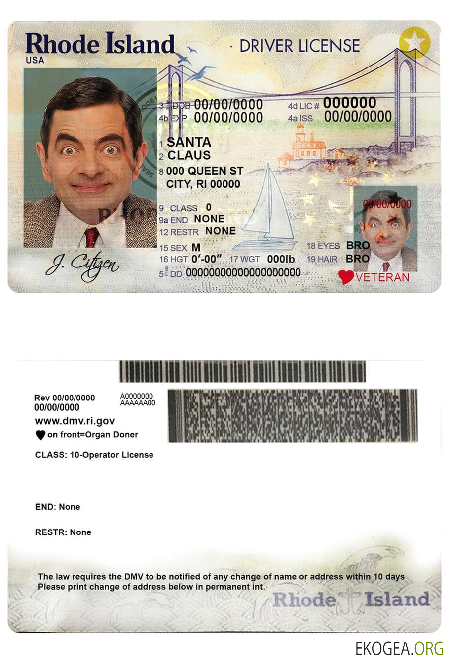 USA Rhode Island state driving license